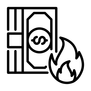 Money, Dollar, Fire, Cash, Flame  icon