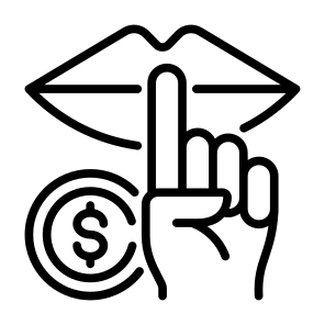 Silence, Money, Bribery, Mouth, Corruption icon