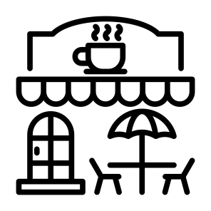 Cafe, Shop, Place, Coffee, Drink, Food  icon