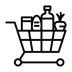 Groceries, Shop, Supermarket, Cart, Vegetables, Food icon