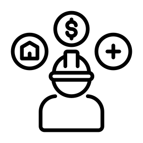 Employee Benefits, Employee, Benefits, Compensation, House, Insurance icon