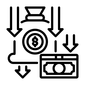 Decrease, Money Bag, Economic Crisis, Low Income, Income icon