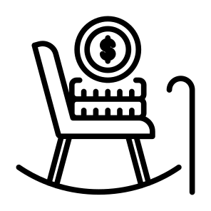 Retirement, Passive Income, Pension, Rocking Chair, Saving, Income icon