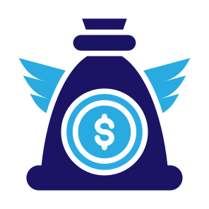 Financial Freedom, Cash, Wings, Money Bag, Angel Investor icon