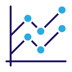 Line Graph, Statistics, Graphic, Comparative, Business icon