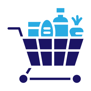Groceries, Shop, Supermarket, Cart, Vegetables, Food icon