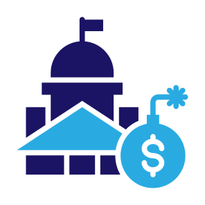 Debts, Due, Crisis, Loan, Bank, Bomb  icon