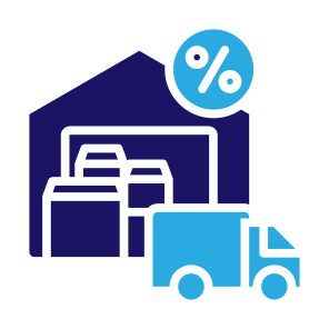 Wholesale, Sales, Discount, Shipping And Delivery, Warehouse  icon