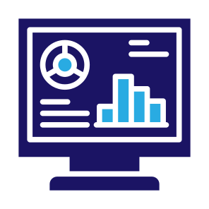 Data Visualization, Monitor, Statistics, Analysis, Business Report, Bar Chart icon