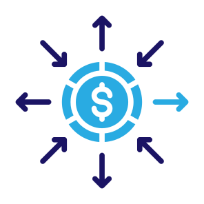 Diversification, Investment, Money, Share, Expand, Spread icon