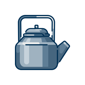 Kettle, Boiling, Water, Tea, Kitchen, Steam, Cookware, Metal, Pot, Handle, Appliance icon