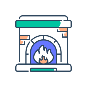 Fireplace, Fire, Warm, Winter, Cozy, Heat, Home, Chimney, Flame, Comfort, Interior icon