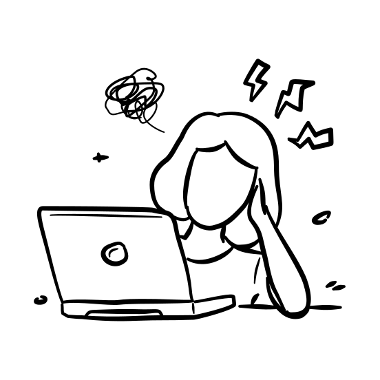 Overwork, Work, Tired, Office, Exhausted, Stress, Laptop, Employee, Job, Deadline, Busy illustration