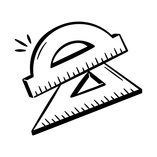 Ruler, Protractor, Triangle Ruler, Geometry, Measurement, Math, Drawing, Education, School, Tools illustration