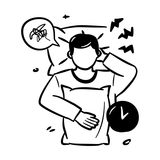 Insomnia, Anxiety, Night, Bed, Problem, Sleepless, Stress, Health, Disorder, Nightmare, Pillow illustration