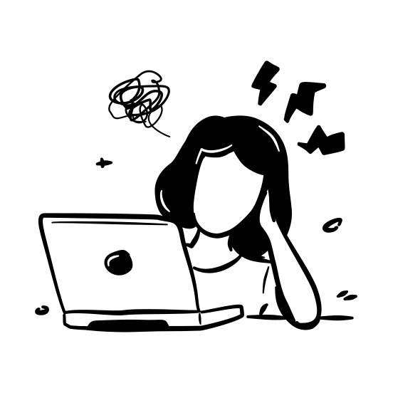 Overwork, Work, Tired, Office, Exhausted, Stress, Laptop, Employee, Job, Deadline, Busy illustration