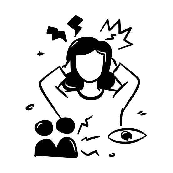 Social Anxiety, Stress, Depressed, Woman, Loneliness, Depression, Mental, Problem, Disorder, Fear, Phobia illustration