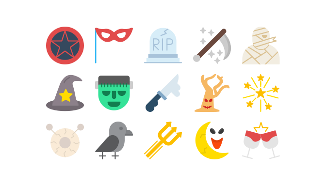 Cemetery and Haunted-Town Scene Icons