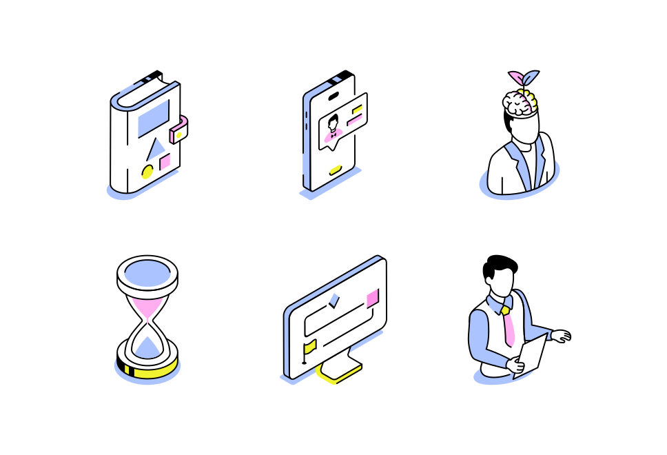 Work and Productivity Isometric Icons Large Set Preview