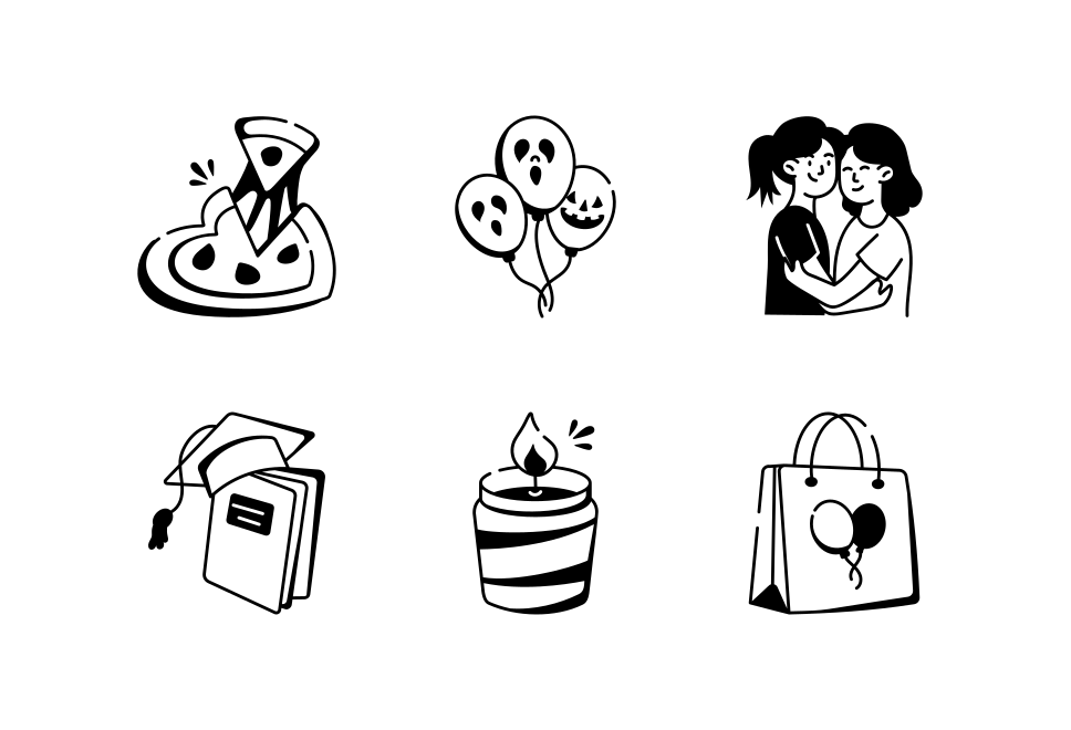 Love and Celebration Doodle Icons Bundle Large Set Preview