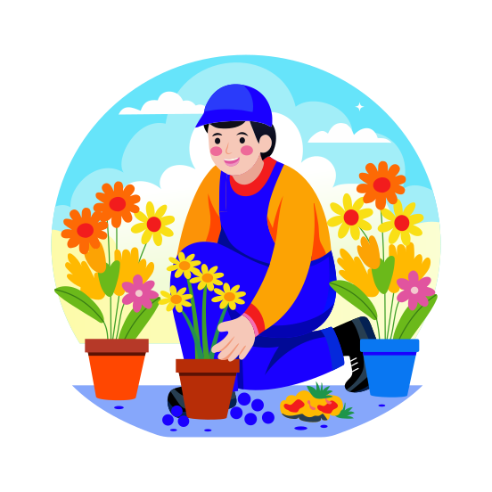 Picking Flowers illustration