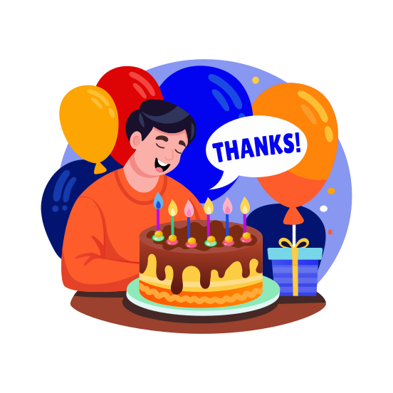 Birthday Thanks illustration