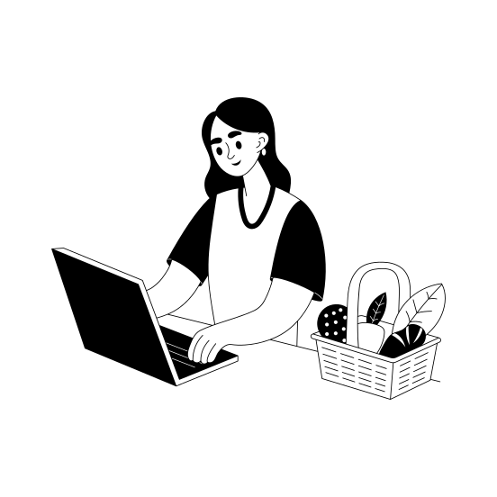 Ordering Groceries illustration