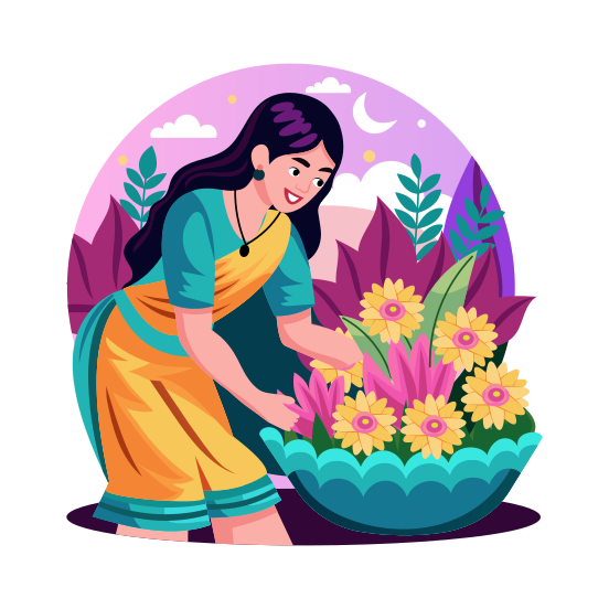 Picking Flowers illustration
