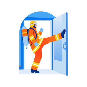 Breaking Door, Kicking, Rescue, Emergency, Firefighter, icon