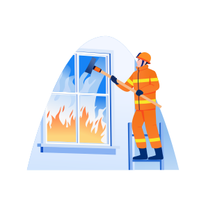 Breaking Window, Rescue, Firefighter, Emergency, Flames icon