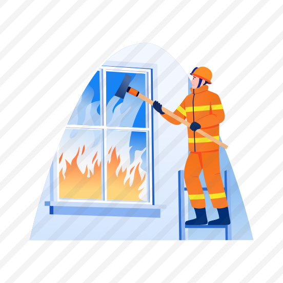 Breaking Window, Rescue, Firefighter, Emergency, Flames preview