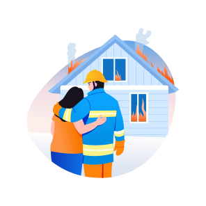 Firefighter Helping, Burning, Embrace, Compassion, Rescue icon