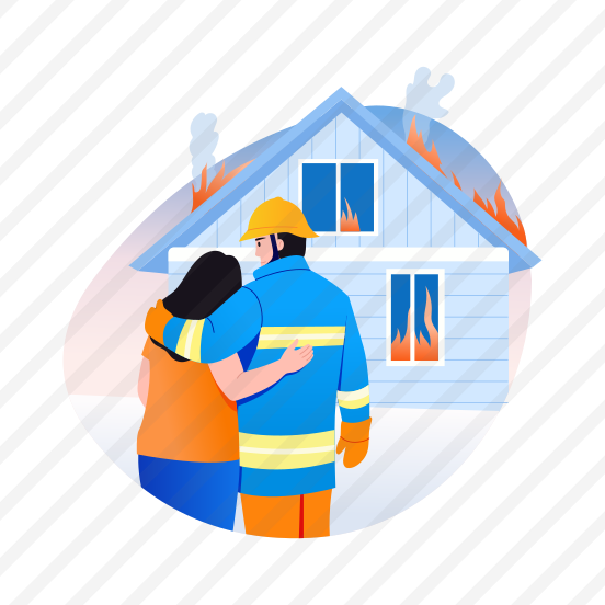 Firefighter Helping, Burning, Embrace, Compassion, Rescue preview