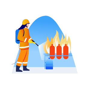 Fireman, Extinguisher, Spraying, Burning, Cylinders icon