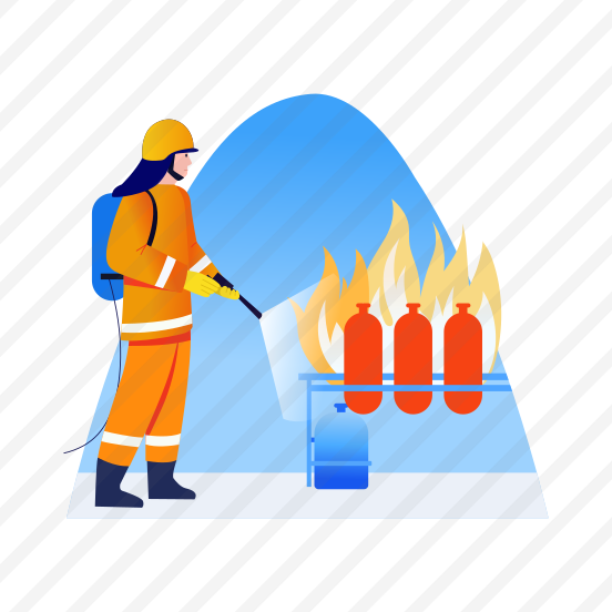 Fireman, Extinguisher, Spraying, Burning, Cylinders preview