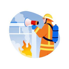 Guiding Safety, Megaphone, Burning, Fireman, Emergency, icon