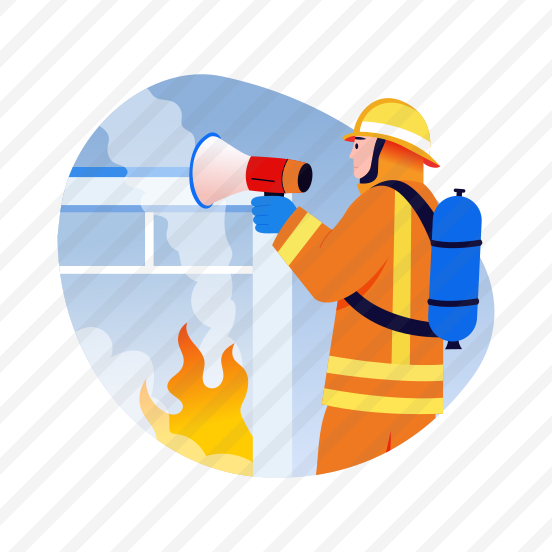 Guiding Safety, Megaphone, Burning, Fireman, Emergency, preview