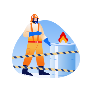 Hazardous Materials, Barrel, Protective Suit, Caution, Emergency, icon