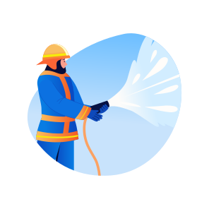 Hose Spraying, Extinguish, Water, Dousing, Fireman, icon