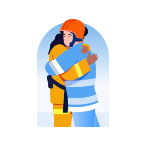 Hug, Embrace, Tenderness, Support, Fireman icon