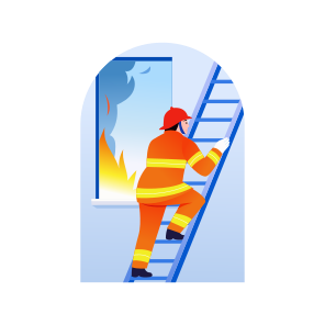 Ladder Escape, Climbing, Window, Burning, Fireman, icon