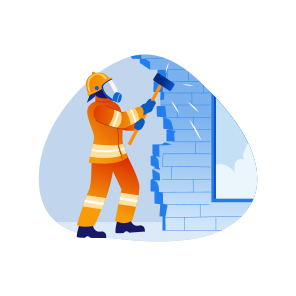 Wall Breaking, Demolition, Cracking, Hammer, Fireman, icon