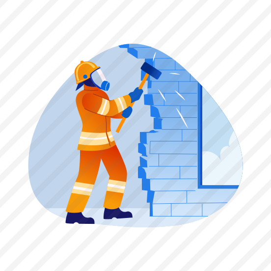 Wall Breaking, Demolition, Cracking, Hammer, Fireman, preview