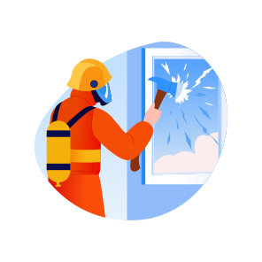 Window Rescue, Shatter, Breaking, Firefighter, Emergency icon