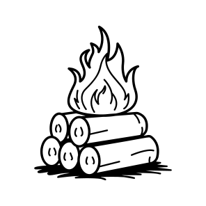 Log Fire, Firewood, Flame, Fire, Burning icon