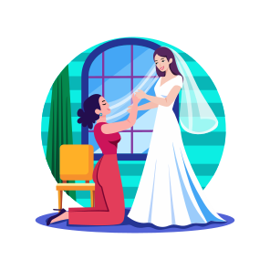 Bridesmaid, Helper, Assistance, Grooming, Bride icon