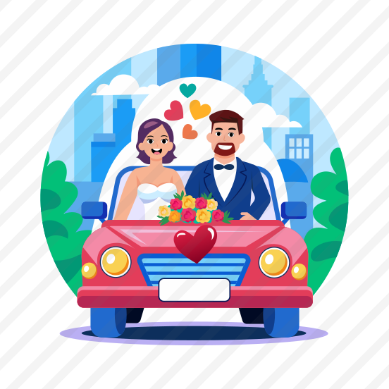 Couple Ride, Married, Car, Driving, Wedding preview