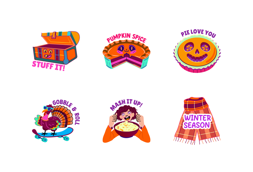 Thanksgiving Stickers Set Large Set Preview