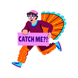 Catch Me, Running, Thanksgiving, Festival, Typography, icon