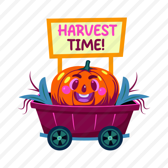 Harvest Time, Pumpkin Cart, Thanksgiving, Festival, Typography, preview